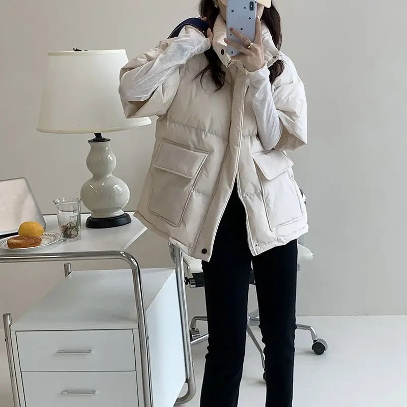 Cotton Padded Puffer Vest Half Sleeve Down Winter Jacket Women Short Sleeve Vest Autumn Spring Coat 241114