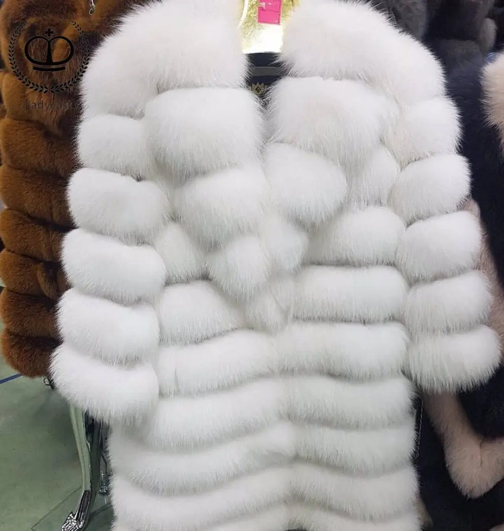 Suit collar Winter Real Fur Coat Thick Warm Sable Womens Light Brown Long Jacket The fur 241115