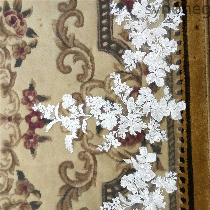 .4m.5m single-layer wedding veil with comb white lace edge bridal veil ivory application cathedral wedding veil 241115ww