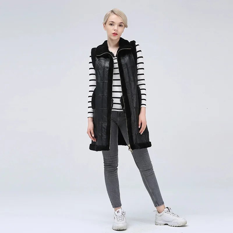 Sheep Shearing Winter Clothing Women Coat Stitching Medium Length Coats Fur Keep Warm Waistcoat Jacket 241115