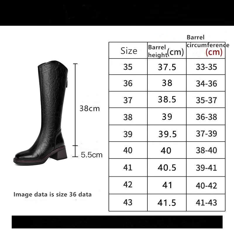 Women Winter Boots Genuine Leather Natural Wool Warm Female Knight Boots Square Toe Back Zipper Western Cowboy Boots Women