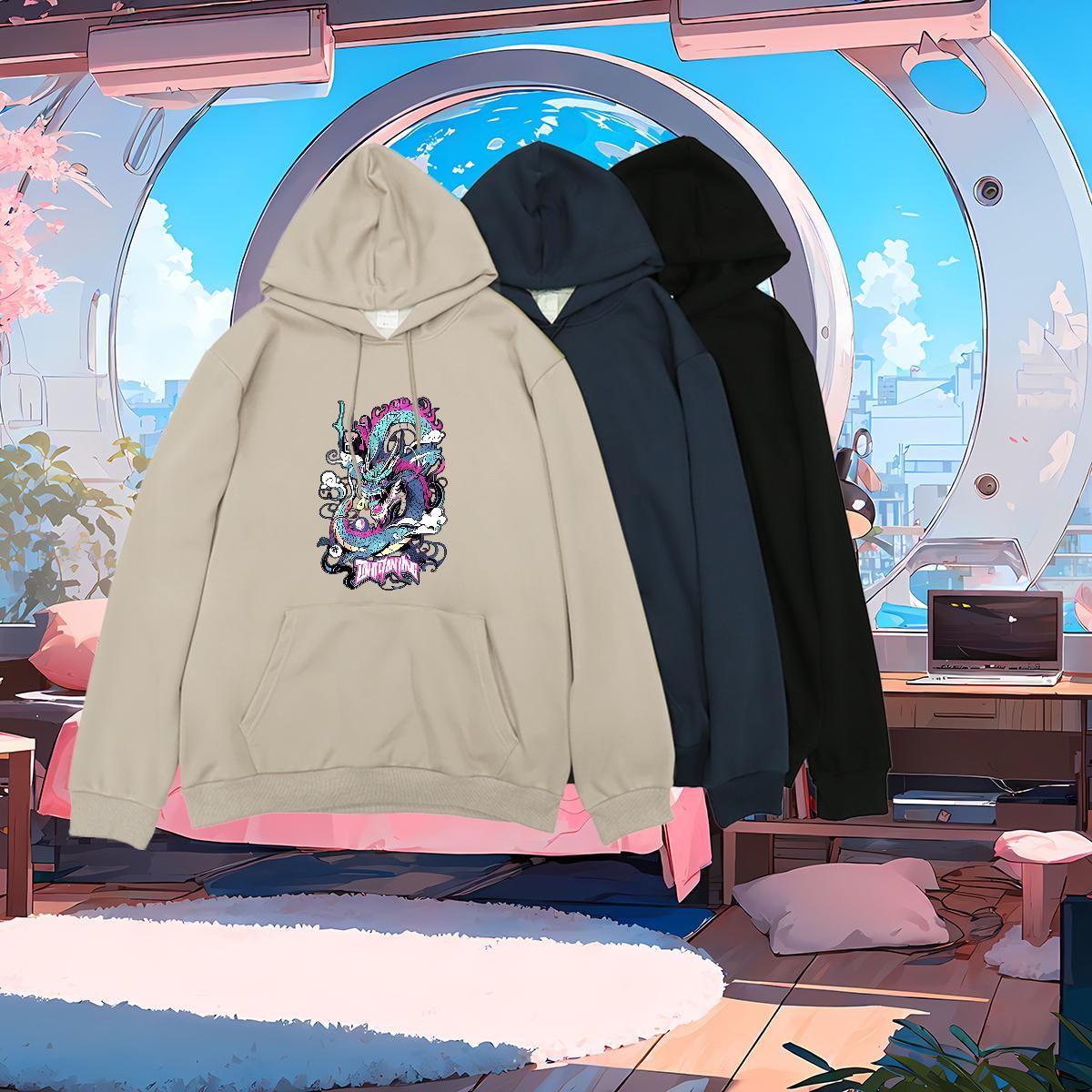 Brand Unisex Sweatshirts Anime Oversized US Size Cool Design Men Hoodie Hoody Casual 350g Cotton Hooded Collar Long Sleeves