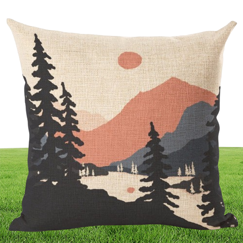 shabby chic home decor winter mountain cushion cover camp throw pillow case for sofa chair outdoor scenic pillowcase 45cm cojine7201583