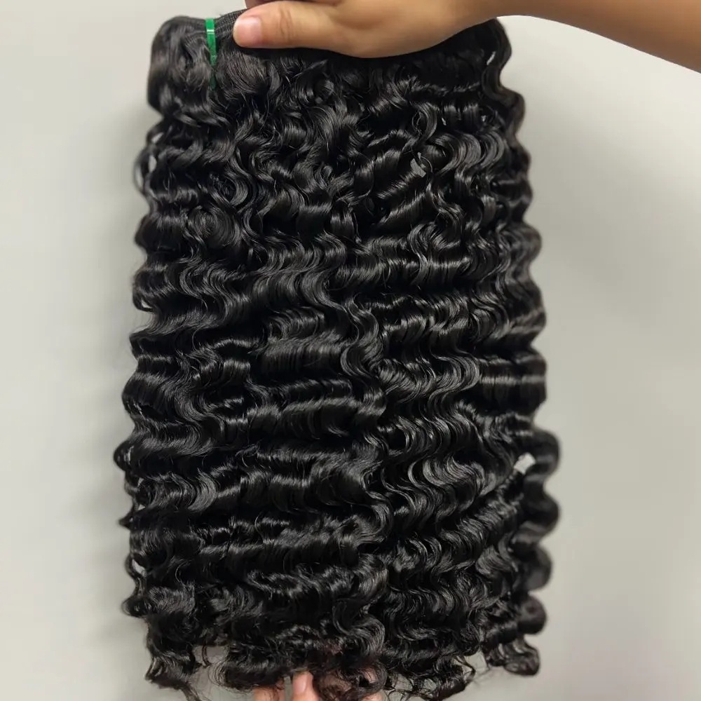 Raw Burmese Curly Virgin Human Hair Super Double Drawn One Donor Human Bundles