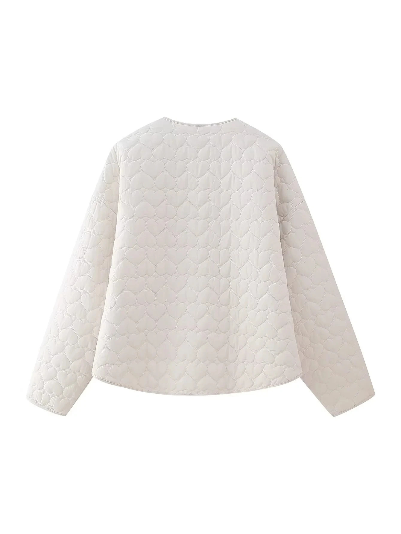 KAOPU ZA Women Fashion Heartshaped quilted cotton Jacket Womens casual spring pocket coat 241115