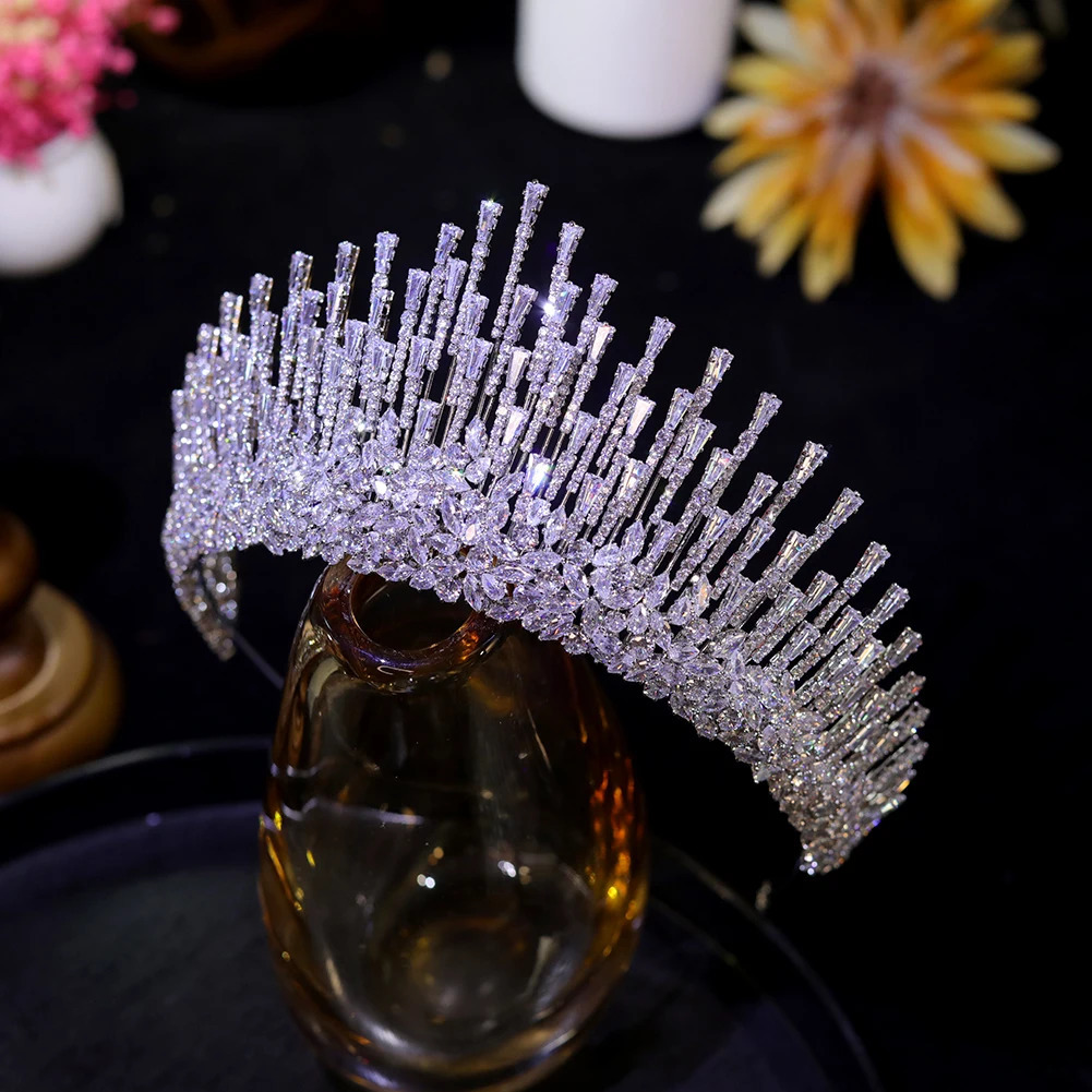 ASNORA Cubic Zirconia Crown Tocados Para Cabello Novia Bridal Head for Wedding Accessories CZ Tiara 241115