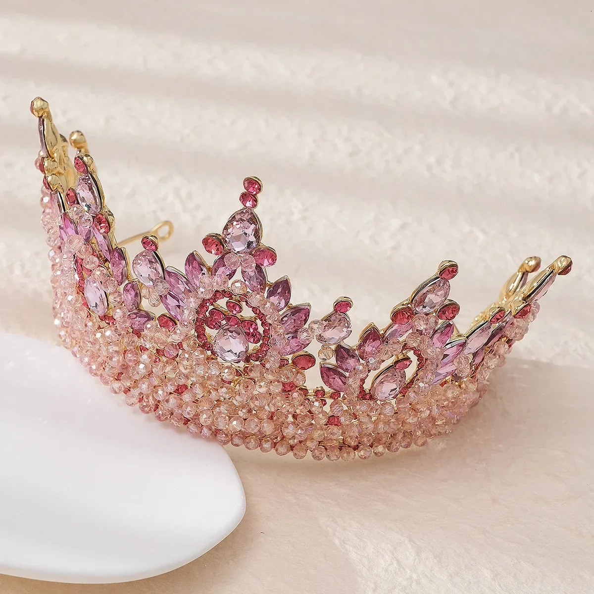 Elegant handmade crystal bead wedding headpieces in green blue red purple gold bridal gowns and crown inventory 241115