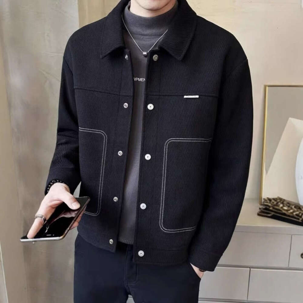 Men's Casual Autumn Winter New Cool And Trendy Brand Jacket Men's Short Style Lapel Slim Fit Versatile Top