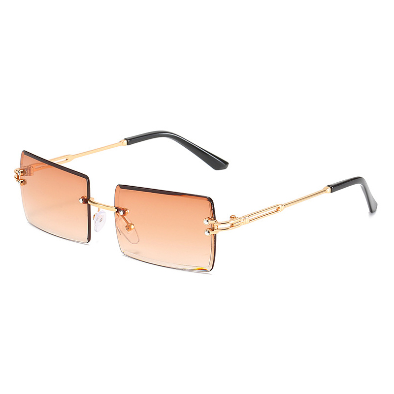 Men's and women's stylish rimless glasses rectangular lightweight glasses full-rimmed glasses for travelling and taking photos