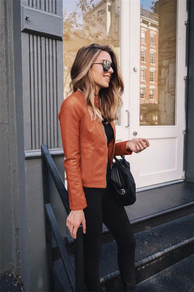 Vintage Women PU Leather Bomber Jacket Fashion Casual Autumn Winter Zipper Windbreaker Streetwear Female Blazer Y2K Clothes 241115