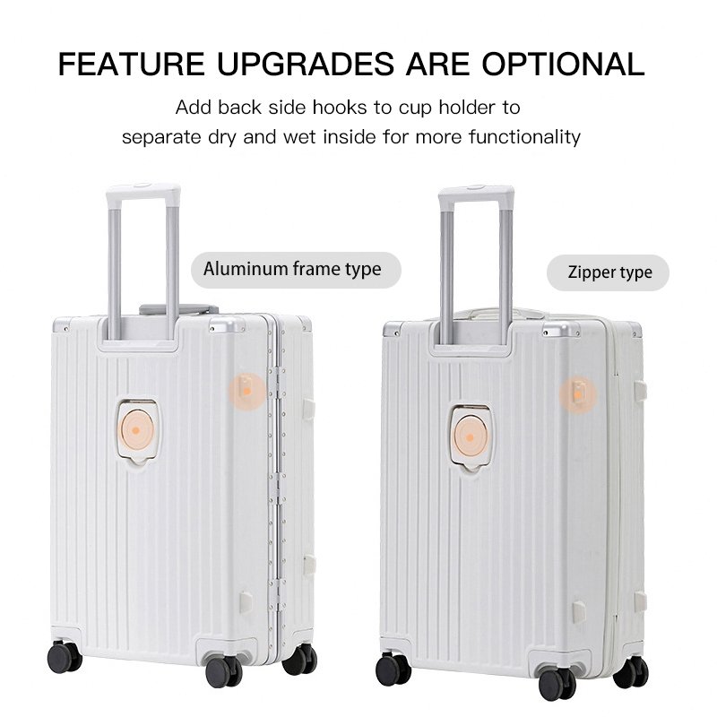 sushimu Carry On Lage with Cup Phone Holder Hard Shell Rolling Travel Suitcase with Spinner Wheels 20 24 26 Inch O18J#
