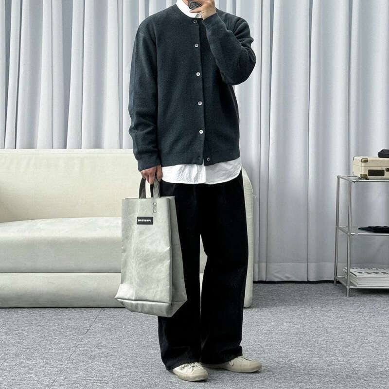 MYQ Lazy Style Knitted Cardigan Men's Autumn And Winter High-End Wearing Top Korean Version Loose Sweater Jacket