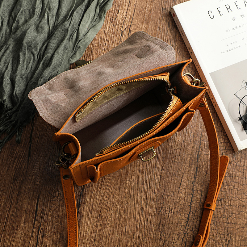 Style Full Grain Leather Messenger Bag For Woman Lady Handbags Outdoor Shoulder Bag Anti Theft Female Totes Soft Cowskin Cartoon BagVoyage