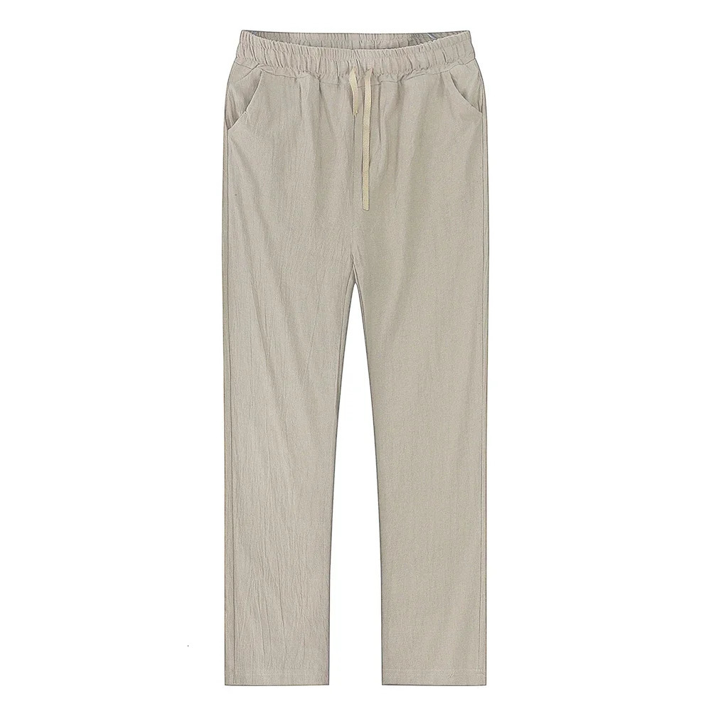 Mens Cotton Linen Pants Male Autumn Breathable Solid Color Linen Trousers Fitness Streetwear S-3XL 240402