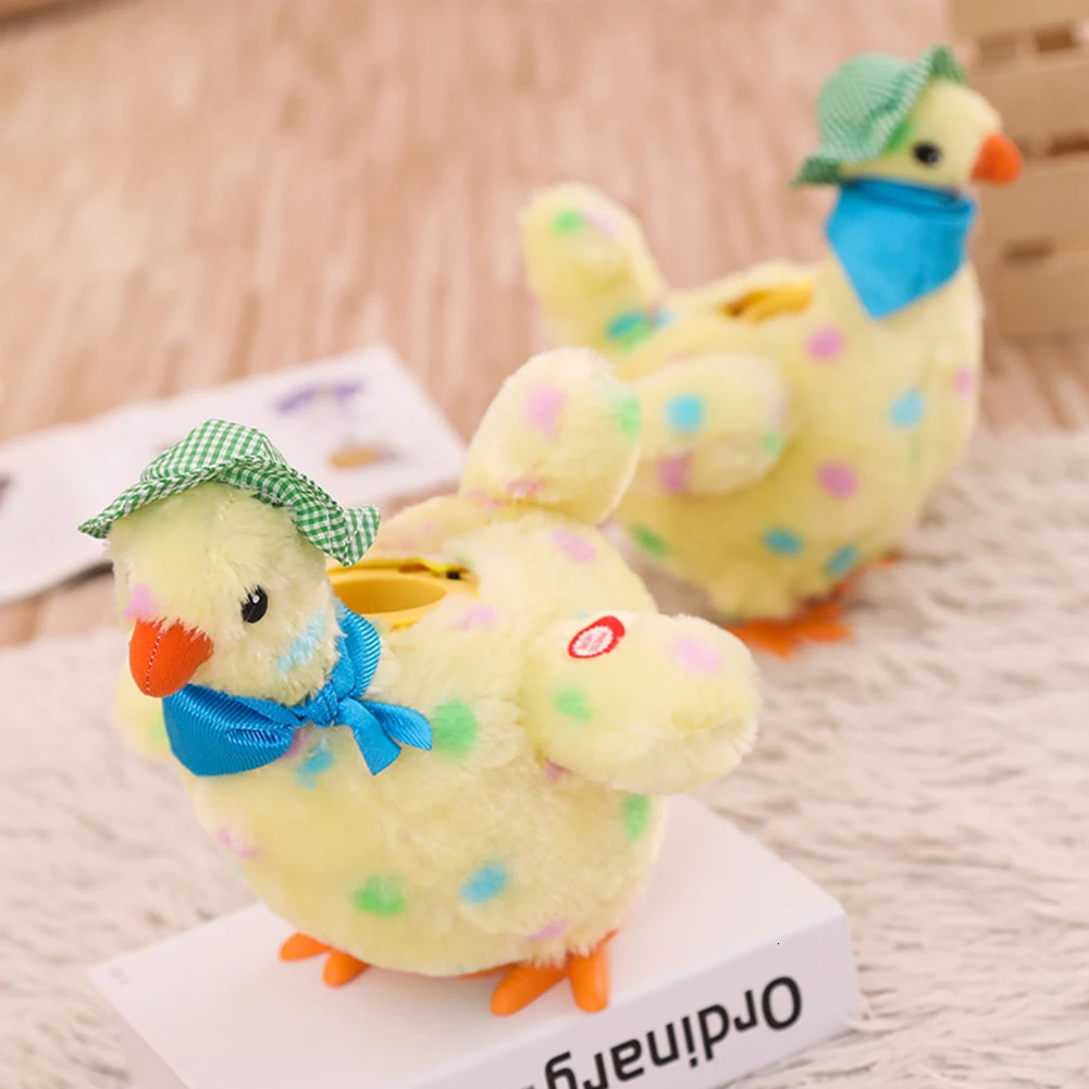 Cartoon Chicken Hen Laying Eggs Toy with 3 Colorful Singing Swinging Plush Dolls AntiStress for Easter Holiday 240401