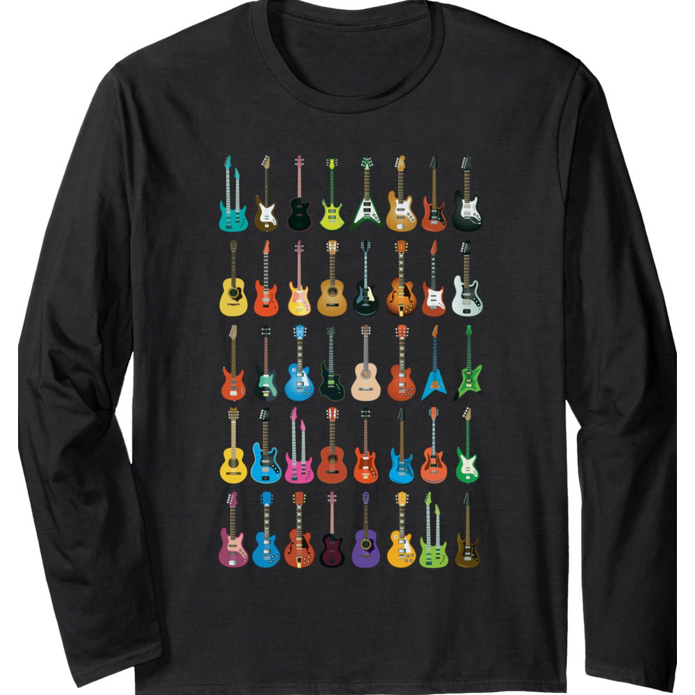 Long Sleeve Shirts for Men sweatshirt Love Guitar Different Guitars Music Lover Funny Gift Long Sleeve Tee Streetwear Casual tops clothes cool