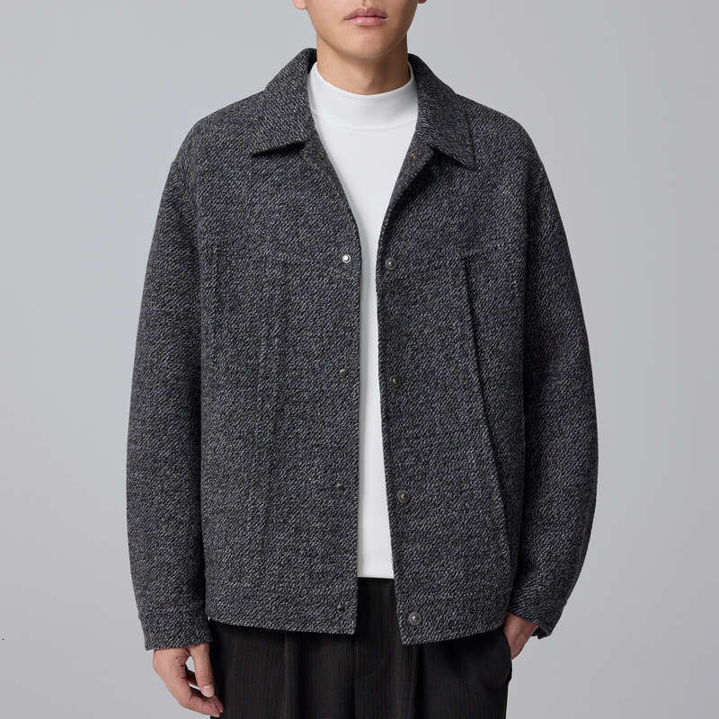 Momaike Twill Texture Double-Sided Woolen 2024 Winter New Thick Men's Jacket 81251