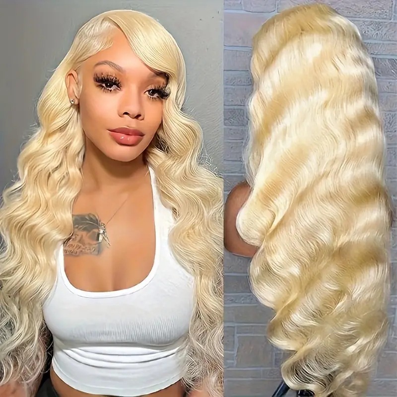 Fashion blond wigs hot selling African front lace side-parted big wave long curly wigs