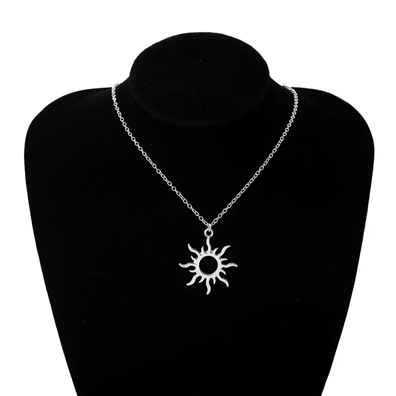 10PCS Cute Moon Sun Goddess Sunlight Pendant Necklace Sunshine Stainless Steel Clavicle Choker for Mother Girlfriend Women Female Girl Chain Ourtdoor 