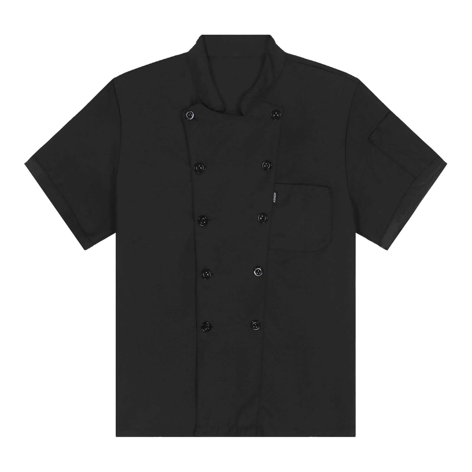 Adults Unisex Chef Shirt Women Mens Restaurant Work Uniform Stand Collar Coat Canteen el Cook Food Service Jacket 240412