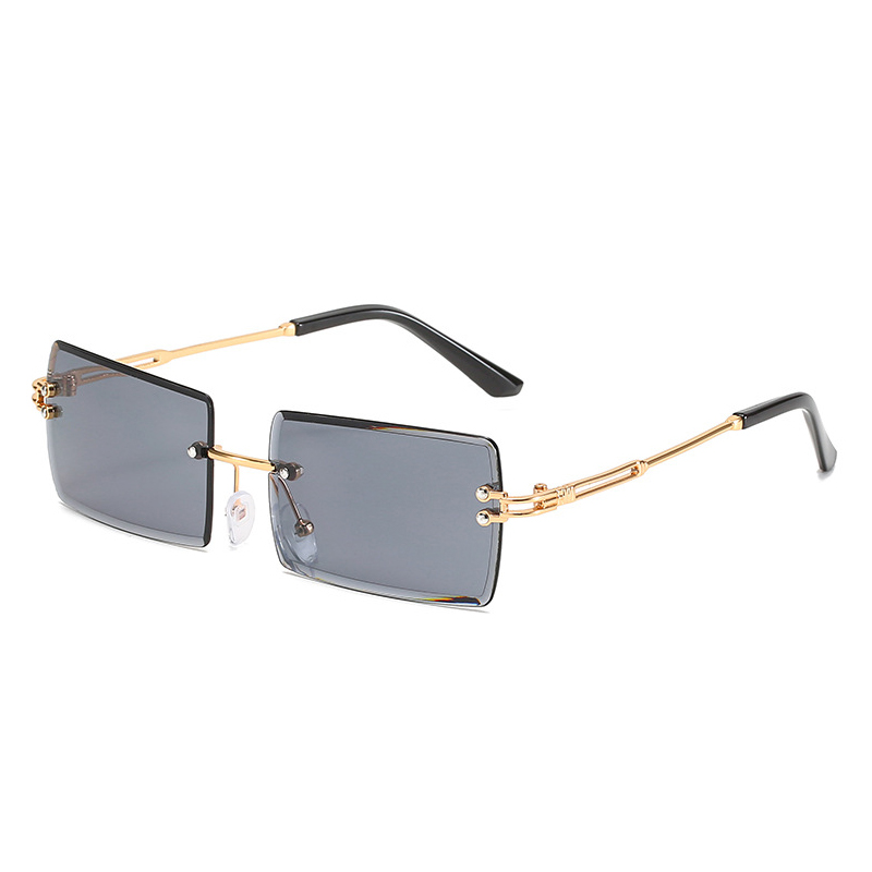Men's and women's stylish rimless glasses rectangular lightweight glasses full-rimmed glasses for travelling and taking photos