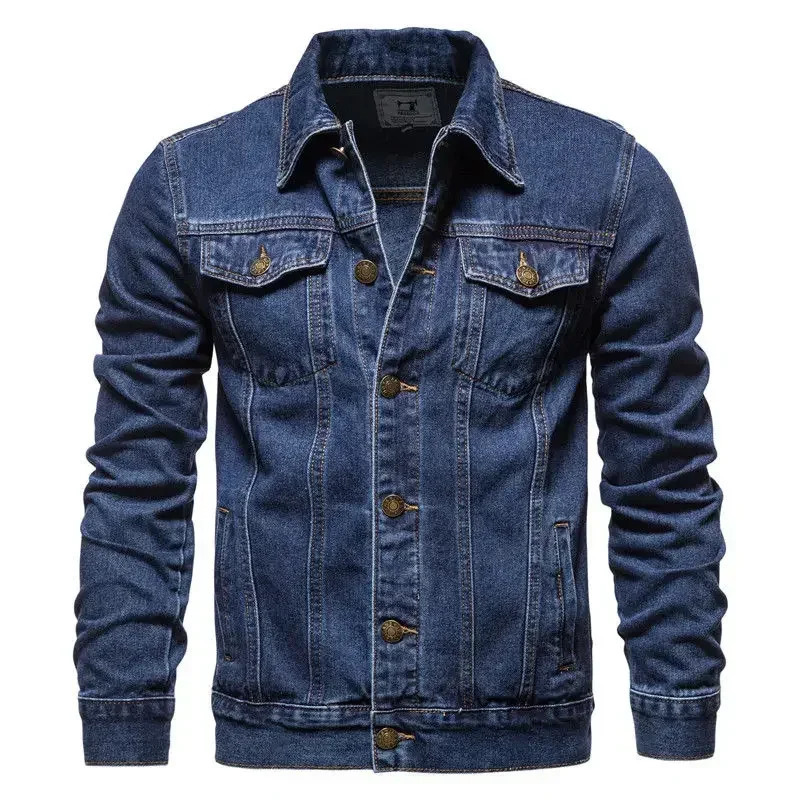 Jeans Coat for Men Button Blue Slim Fit Denim Jackets Man Trendy Price Stylish in Lowest One Piece Winter Outerwear G 241115
