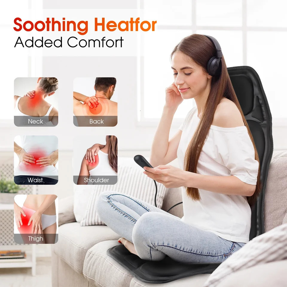 Electric back massager infrared full body massage chair cushion heated vibrator car home office waist and neck cushion chair cushion 241114ww