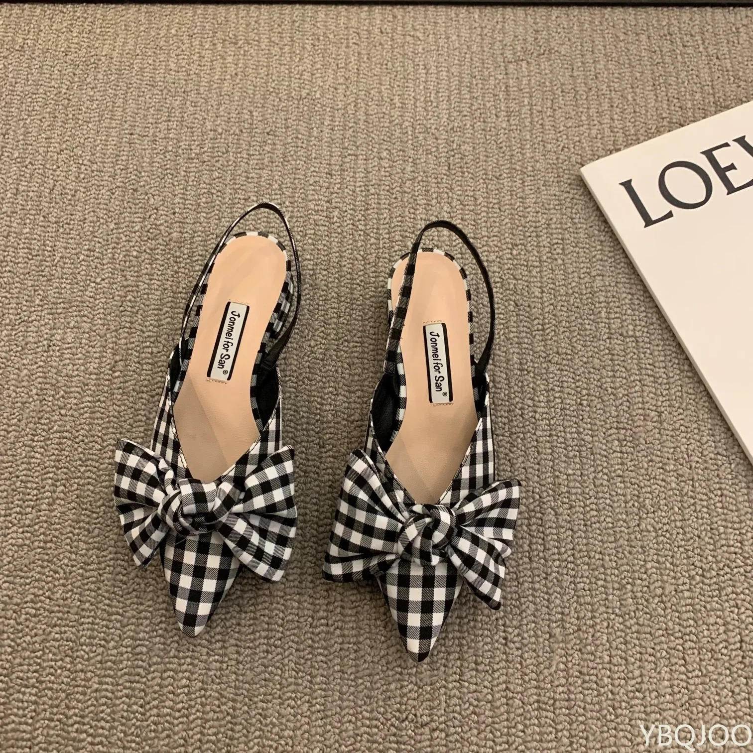 Bow Sandals Women Summer Pointed Low Heel Sandals Women Fashion Baotou Thin Strap Sandals High Heels Sandalias De Mujer 241115