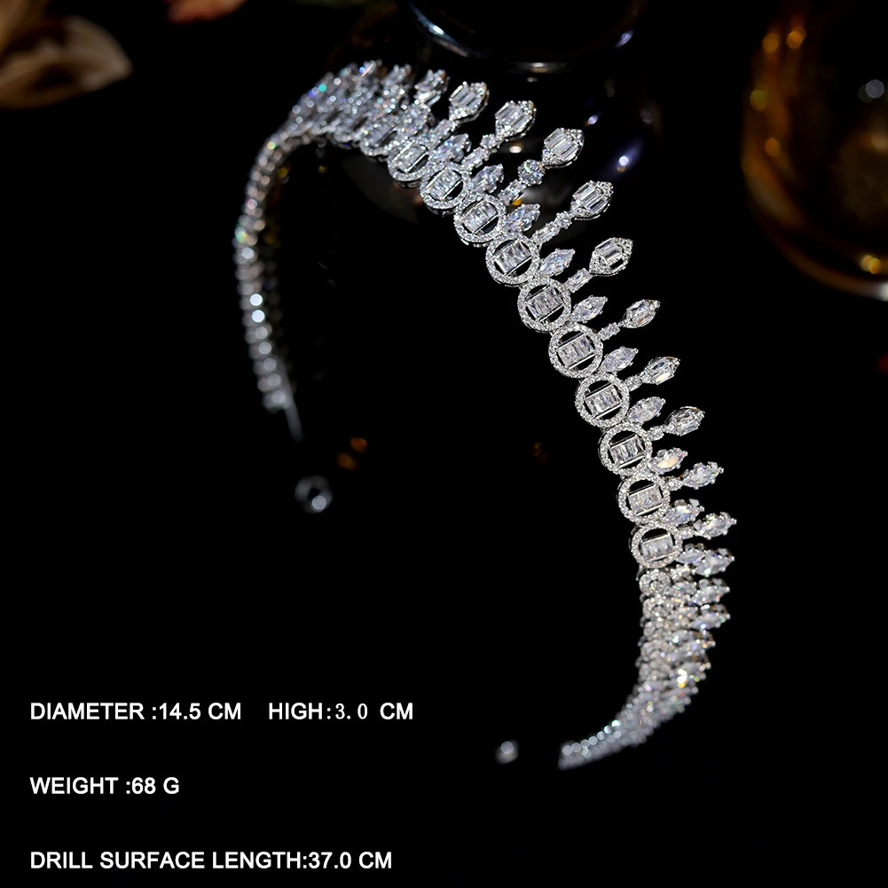 crystal headband Fascinato bridal wedding crown jewelry women CZ long hair accessories bridesmaid gifts 241115