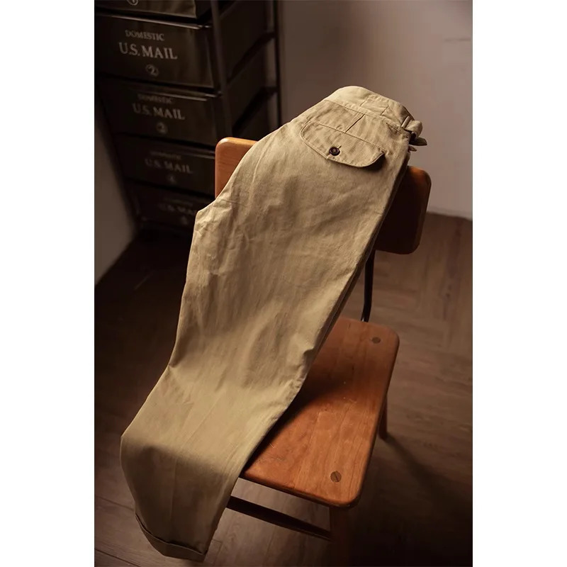 Red tornado herringbone cotton Gurkha pants mens daily casual style 2 241115