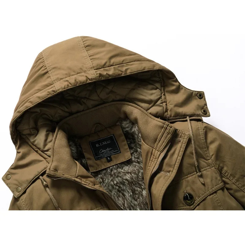 Winter Mid Length Mens Thickened Warm and Cold Resistant Cotton Jacket 241115