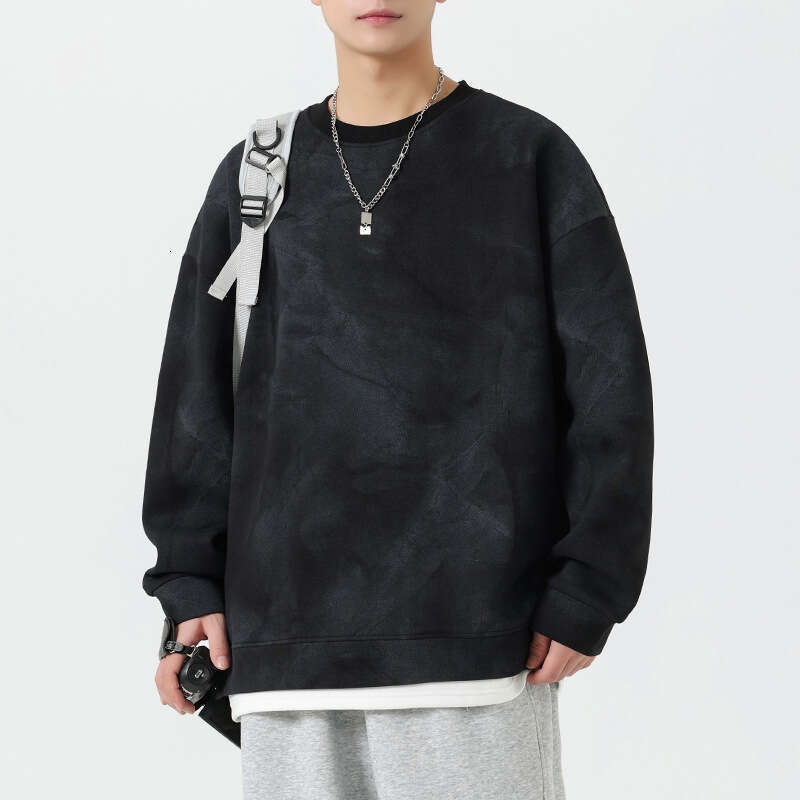 Men's Hoodie Spring Autumn New Trend Brand Tie Dye Distressed Men's Top Teenagers Loose And Fake Two-Piece Jacket For Men