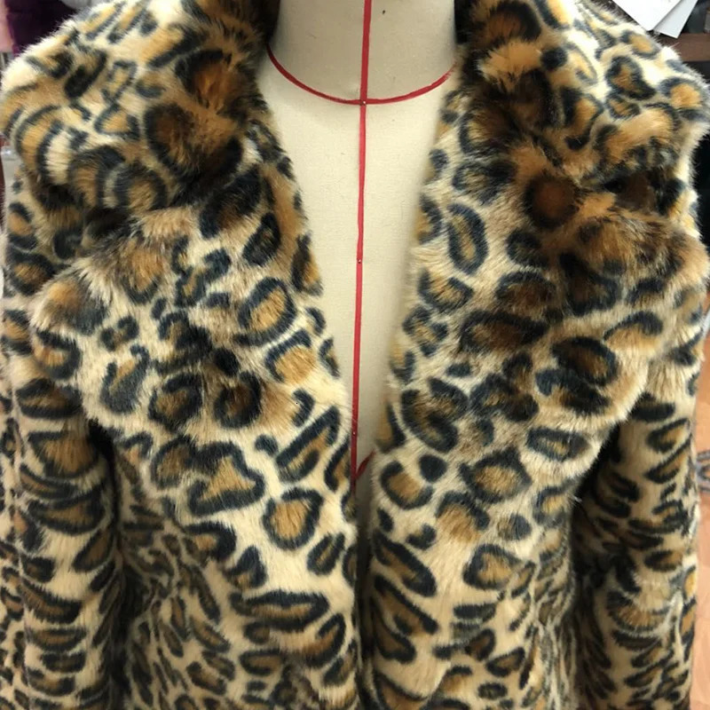 Womens leopard fur coat mink fur coat long fashion casual top Europe and America loose large size warm windbreaker 241115