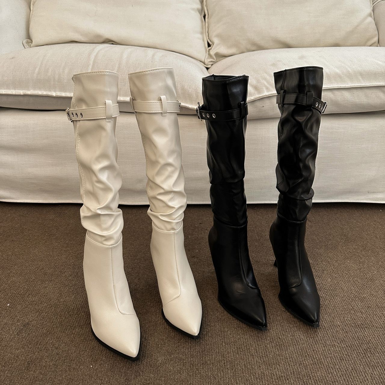 Autumn and Winter New Slim Heeled Pointed Boots.