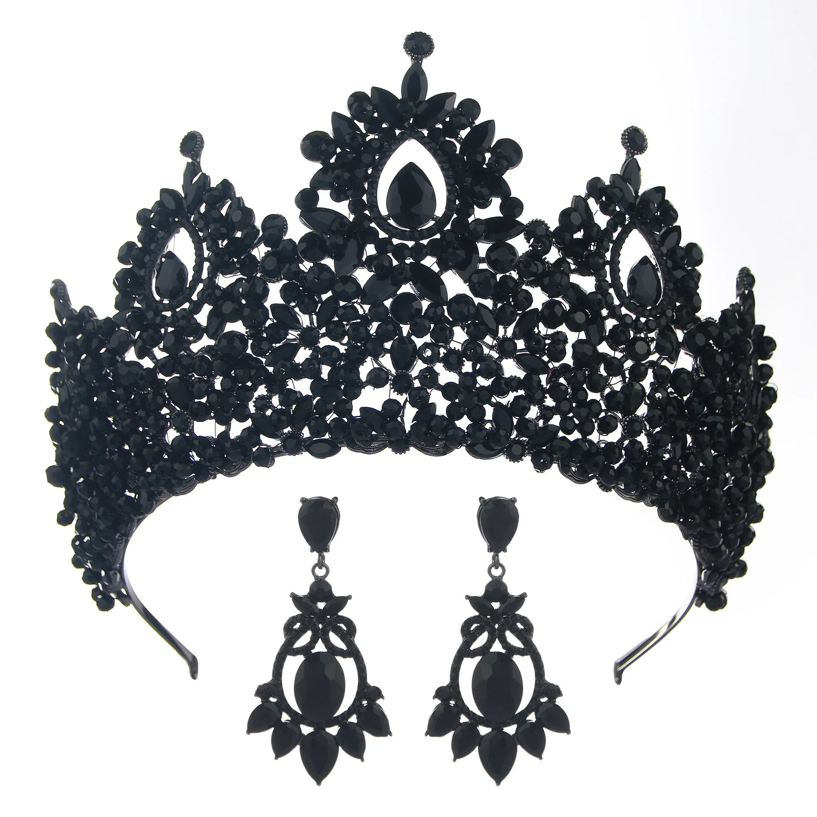 Crystal Royal Queen Crowns Miss Universe Bridal Headwear Womens Blue Pageant Diadem Indian Wedding Hair Accessories 241114