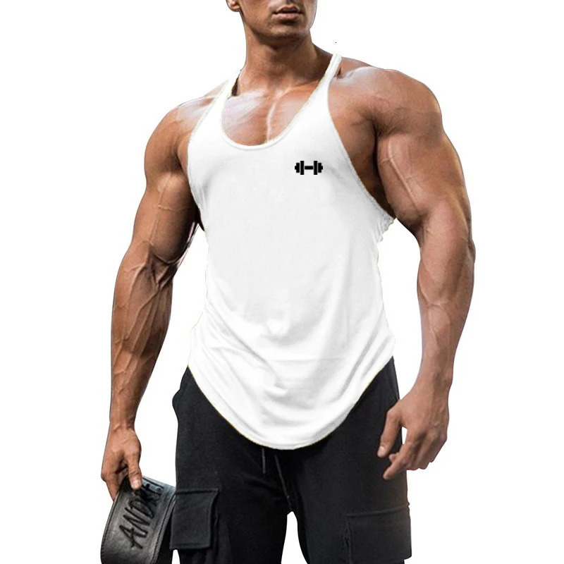 Summer Gym Stringer Tank Top Men Cotton Y Back Bodybuilding Clothing Fitness Vest Muscle Singlets Workout Sleeveless T Shirt 240415