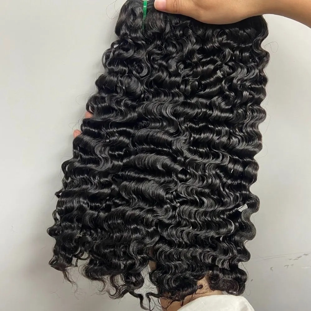 Raw Burmese Curly Virgin Human Hair Super Double Drawn One Donor Human Bundles