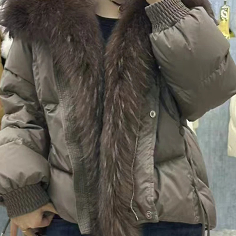 women winter down jacket 2024 Real Raccoon Fur Thick Warm 90 White Duck Down Coat Female Parkas Waterproof Fashion 241115
