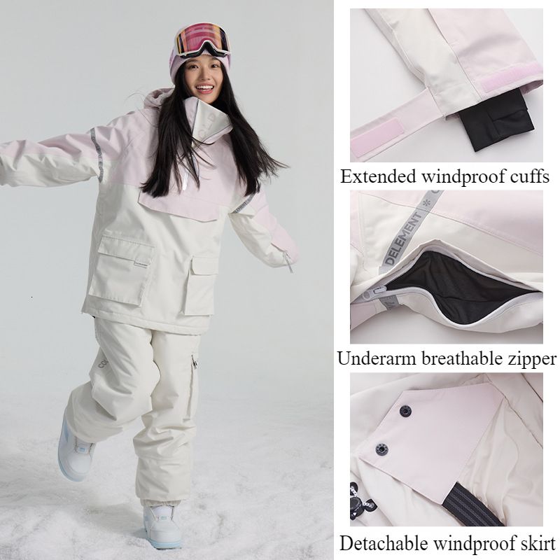 Adult Men Women Set Outdoor Snowboard Jackets Pant Winter Sports Snow Clothes Loose Waterproof Ski Hoodie Suites