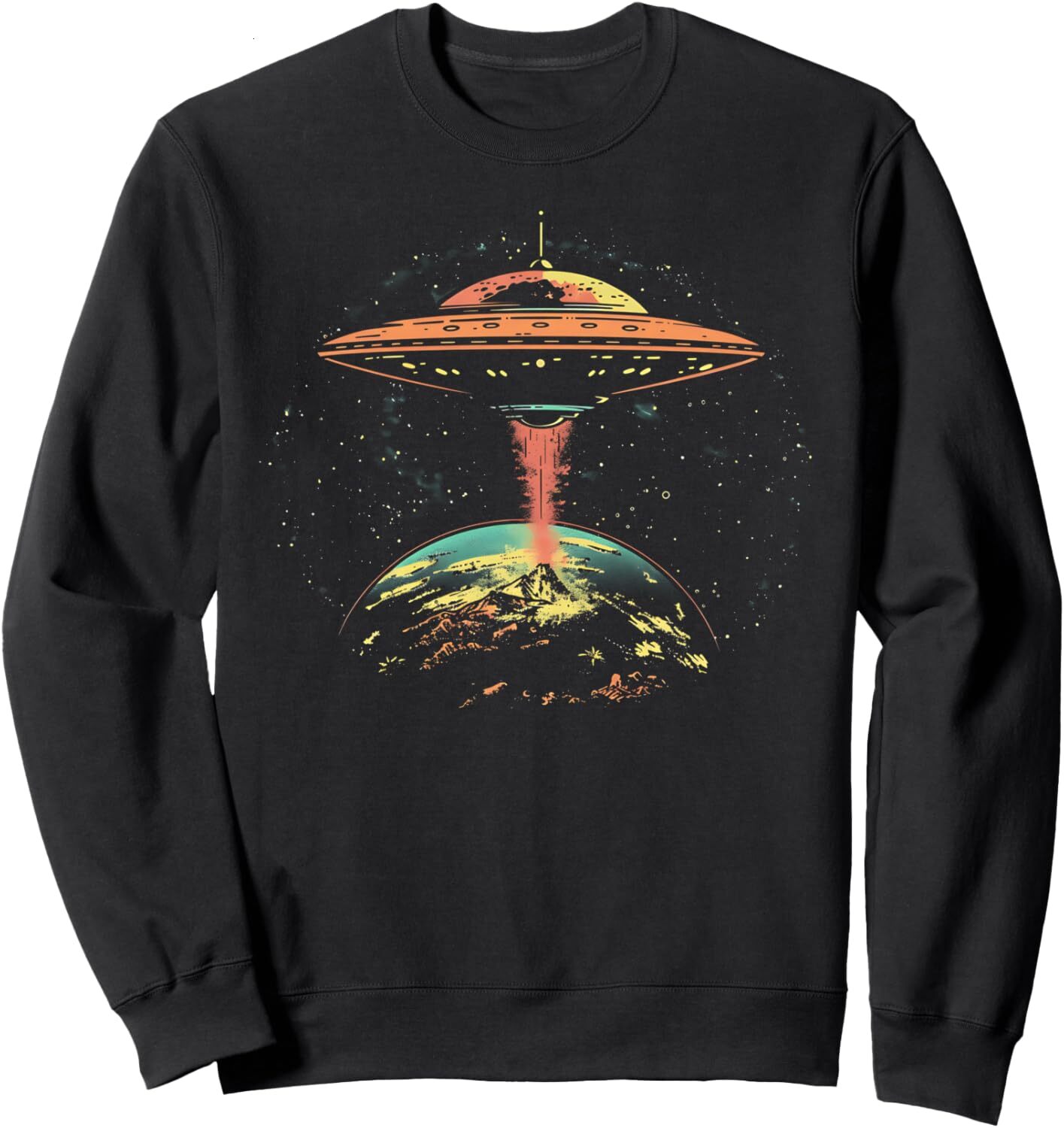 Long Sleeve Shirts for Men sweatshirt Alien UFO Spaceship Galaxy Earth Science Fiction Graphic Tee Sweatshirt T shirt Tee Streetwear Casual tops cloth