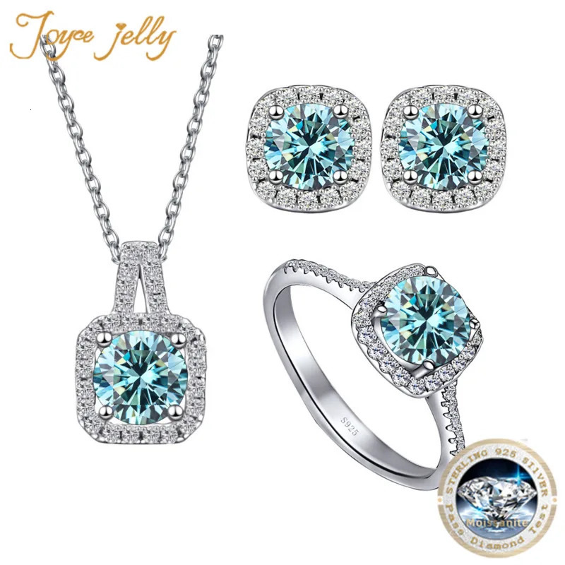Joyce Jelly S925 Pure Silver Jewelry Womens 1 Carat Silica Diamond 3-Piece Necklace Ring Wedding Party 241115