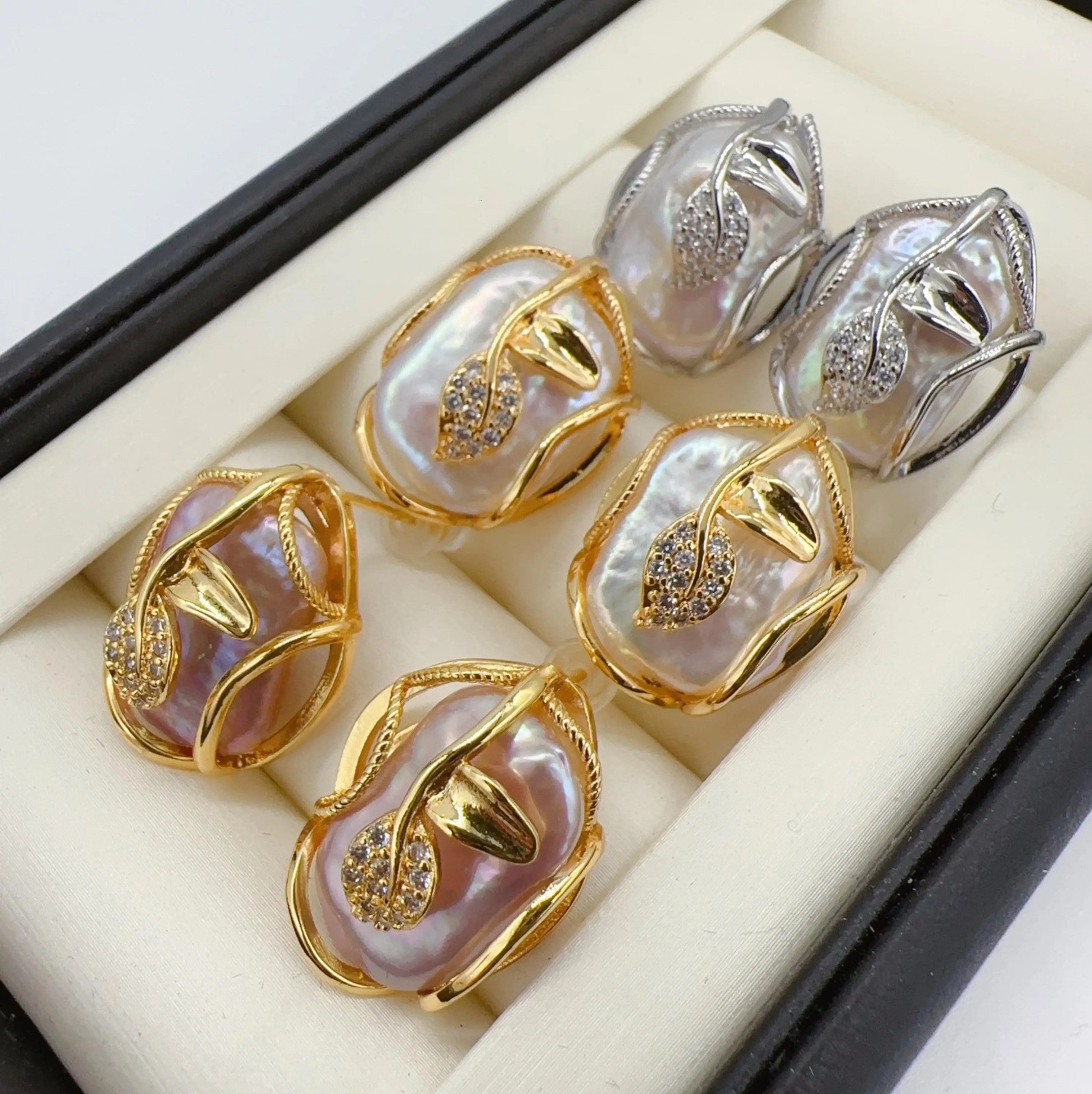 High quality natural freshwater pearl necklace earrings Baloch pearl jewelry set 18k gold-plated womens gift 241115