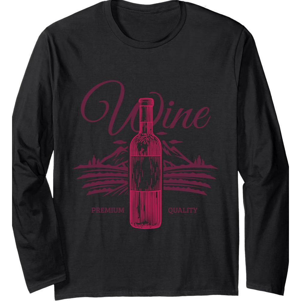 Long Sleeve Shirts for Men sweatshirt Wine Premium Quality Bottle Funny Drinkers Gift T Shirt Long Sleeve T-Shirt T shirt Tee Streetwear Casual tops c