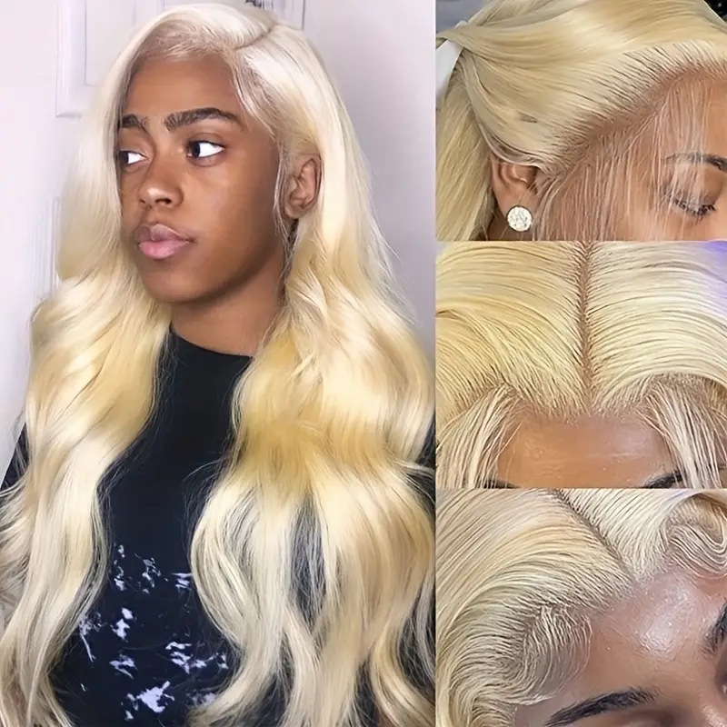 Fashion blond wigs hot selling African front lace side-parted big wave long curly wigs