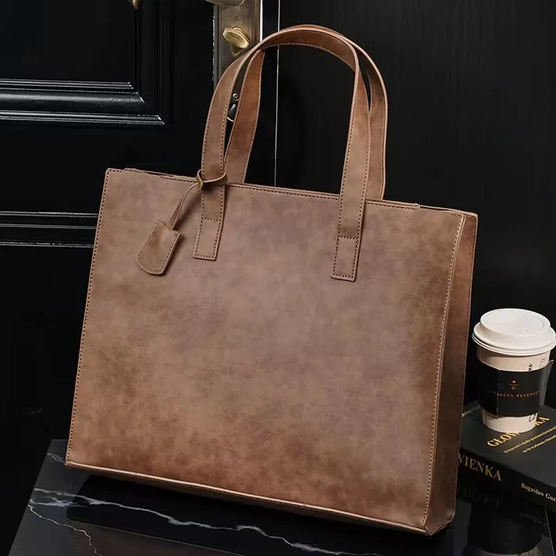 soft leather mens handbag retro large capacity handbag weekend mens shoulder messenger bag casual cross body bag 241114