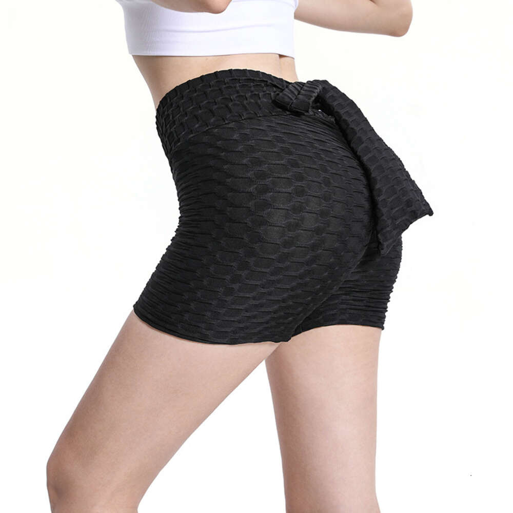 New Bubble with Raised Hips, High Waist Bow and Drawstring Shorts, Female Slim Fit, Sexy Yoga Tripartite Pants F41516