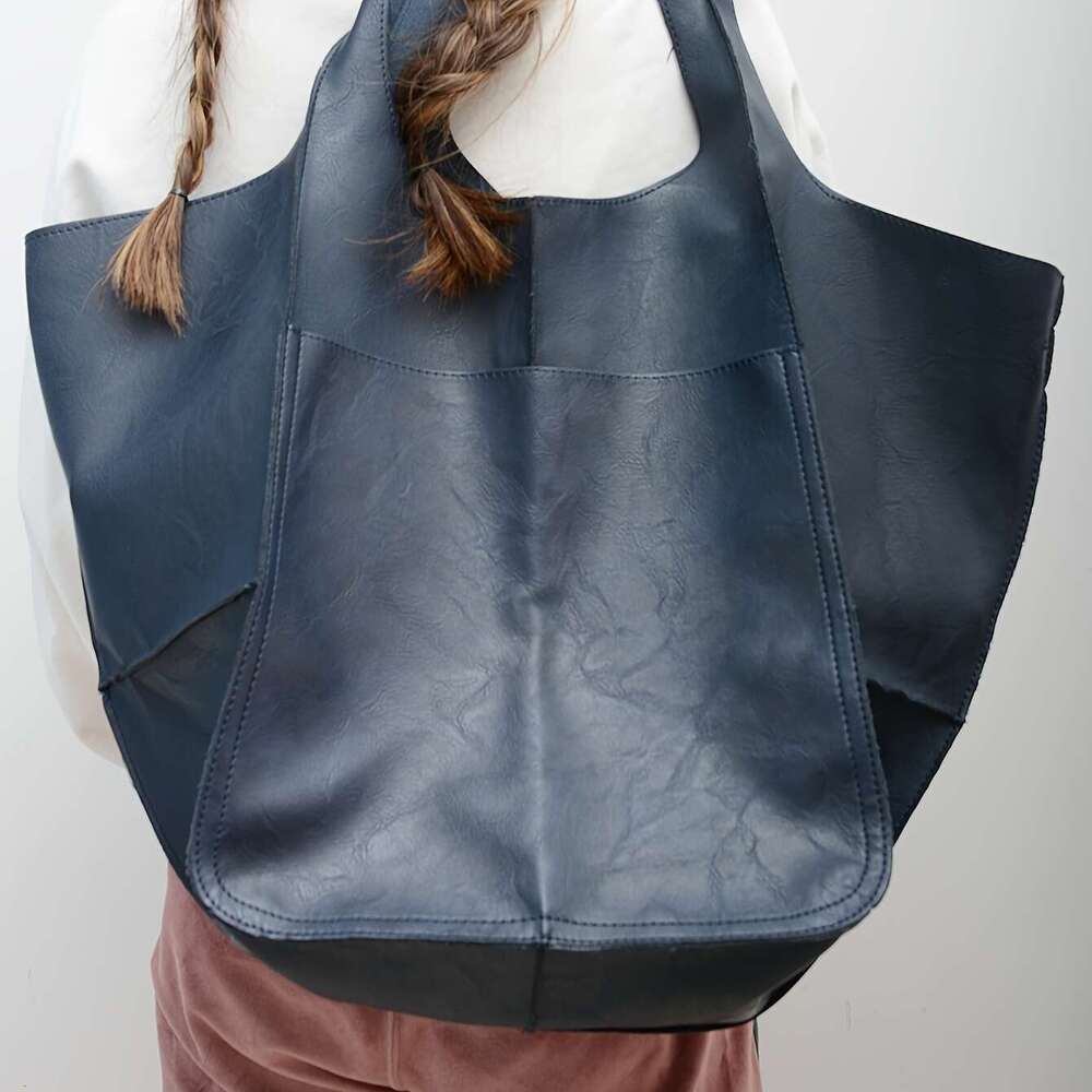 urious Retro Big Tote Spacious Solid Color Zipper Shoulder Bag with Multifunctional Design, Sturdy Handbag Daily Use - Ideal for Work, School, Travel,