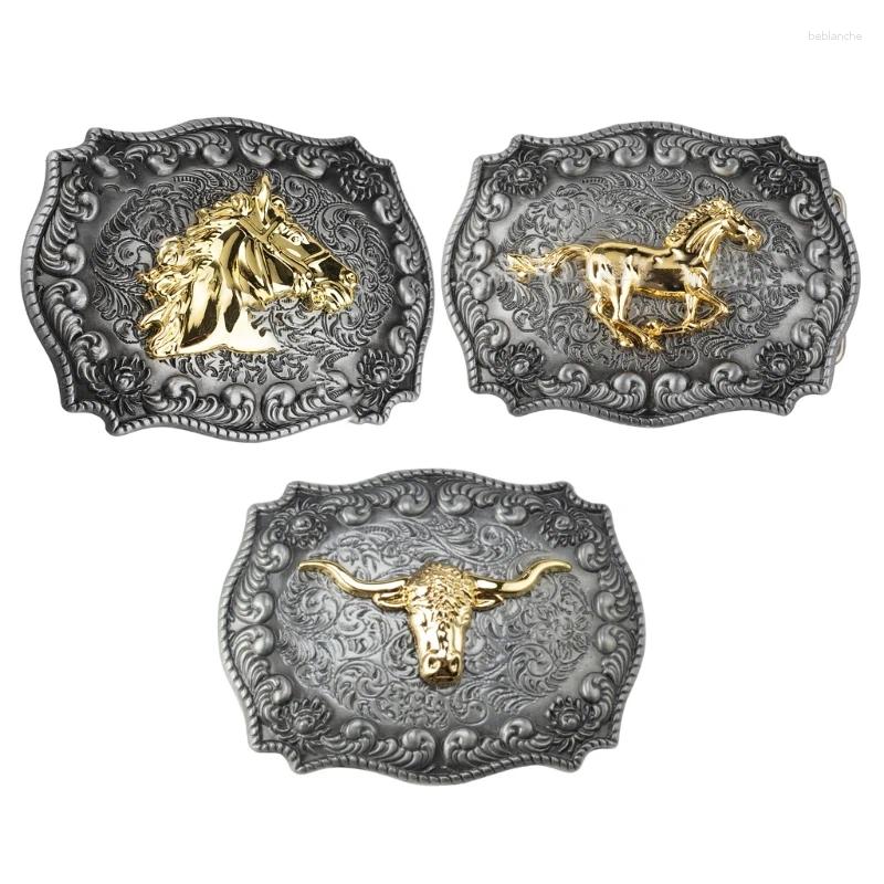 Belts Metal Belt Buckle Big Cowboy Men Long Horn Western Dropship