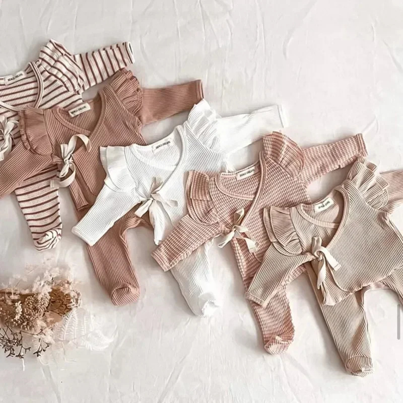 Baby pajamas born girls clothing sets childrens pajamas pants spring knitted tops childrens clothing sets 241113