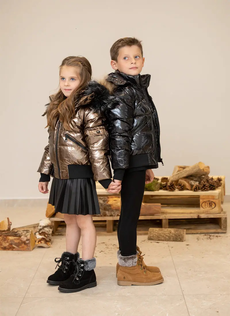 AS Winter kids Down Jackets bomber coats with nature fur 241115